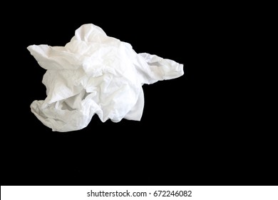 Used Of White Tissue Paper Isolated On Black Background