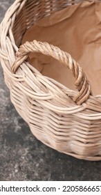 Used Wicker Basket Handle Detail