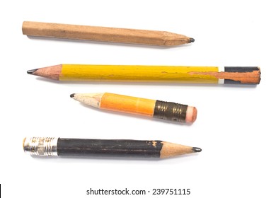 Used Wooden Pencil Isolated On White 