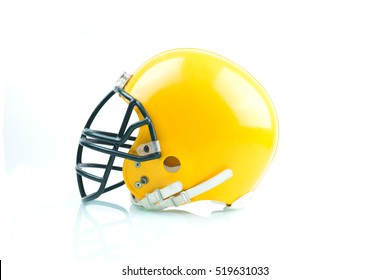Used Yellow Football Helmet Isolated