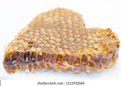 Useful For Health Cut Out Of Bee Honeycombs Valentine Saturated With Honey.