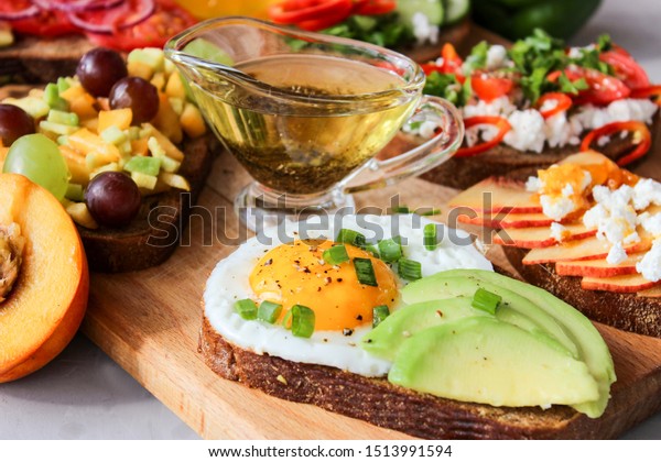 Useful Sandwiches Stuffed Avocado Scrambled Eggs Stock Photo Edit