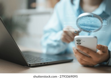 User accessing secure digital services with passkey and WebAuthn authentication on a mobile device. Concept of passwordless login, cybersecurity, identity verification, and account protection.