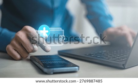 User adding funds to digital wallet via smartphone, representing fintech innovation, online banking, secure transactions, and seamless mobile payment experience in modern financial systems.