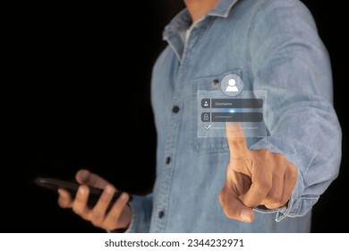 User authentication system with username and password cyber security concept Security technology protects personal information. cyber security concept	