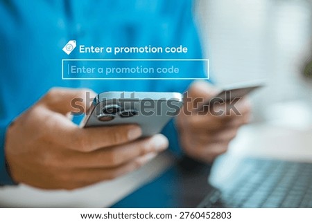User entering promo code on smartphone during online checkout, highlighting discount offers, digital shopping and e-commerce savings experience.
