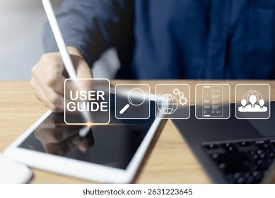 User guide for digital tablet platform provides instruction and help for team to search knowledge, access document, and navigate smartphone technology interface manual