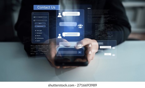 A user interface showing a conversational AI chatbot providing customer service. This virtual assistant answers user questions and provides support through an online platform. Parse