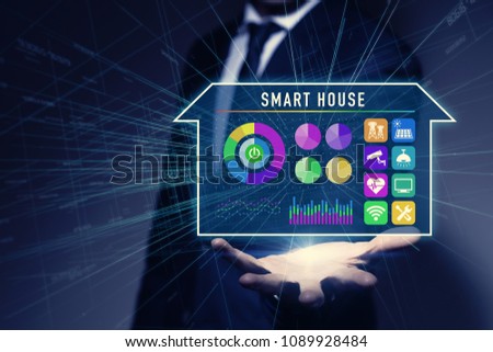 User interface of smart home concept. Energy management system. Home network.