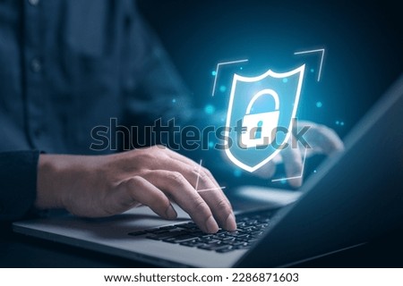 User with privacy security and encryption, Cybersecurity concept