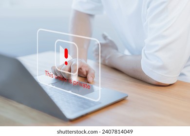 User using a laptop computer to play social media but this video is blocked or privacy settings have been set. Searching for more internet, and search engine optimization. Subscribing and following.