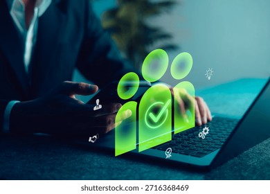 User Verification Process Enhancing Security and Trust in Online Platforms Digital Workspace Interactive Design Professional Environment Close-up View User-Centric Concept