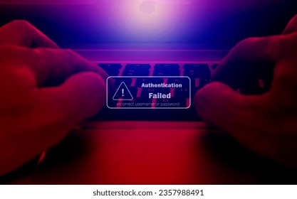 username or password incorrect alert , authentication fail , access control policy , security awareness - Shutterstock ID 2357988491