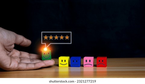 Users rate their service experience on the online application for a customer satisfaction survey concept. - Shutterstock ID 2321277219
