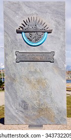 USHUAIA PATAGONIA ARGENTINA NOV. 27 2011: Memorial To The ARA General Belgrano Was An Argentine Navy Light Cruiser After 31 Years Of Service, She Was Sunk On 2 May, 1982 During The Falklands War