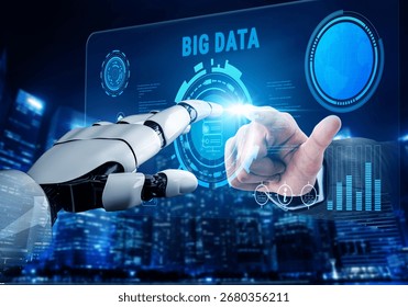 Using AI for Big Data analytics to gain business intelligence and insights. AI processing and visualizing large datasets for strategic decisions. Motif