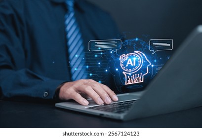  Using AI chat in search and giving  to help in business has technology, to create computer concepts with robots as new digital software
