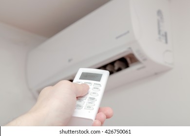 Using Air Conditioner, Remote Close Up