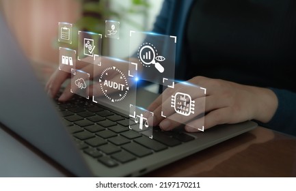 Using artificial intelligence technology in internal audit concept. Examination and evaluation of the financial statements of an organization; income statement, balance sheet, cash flow statement.  - Shutterstock ID 2197170211