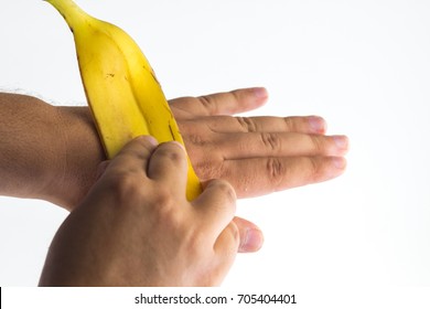 Using A Banana Peel On Hand  Skin