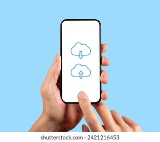 Using cloud service for data storage. Uploading and downloading information, content, backup system