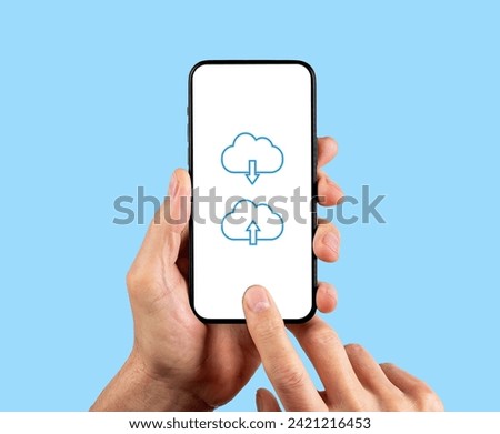 Using cloud service for data storage. Uploading and downloading information, content, backup system