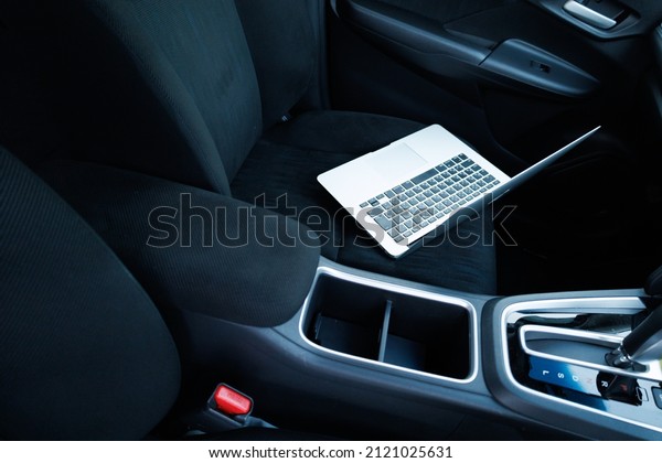 using computer in car\
seat