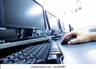 using the computer close up - Shutterstock ID 81283087