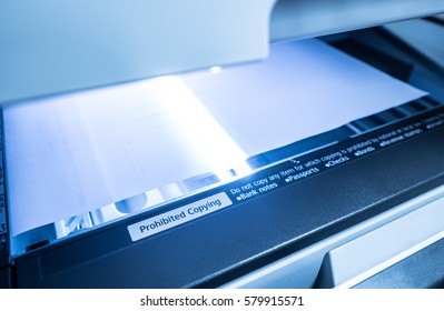 Using Copy Print Machine, Copy Machine In The Office, Using Copy And Scanner By Paper With Copy Print Machine.