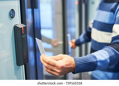 using electronic card key for access - Shutterstock ID 739165318