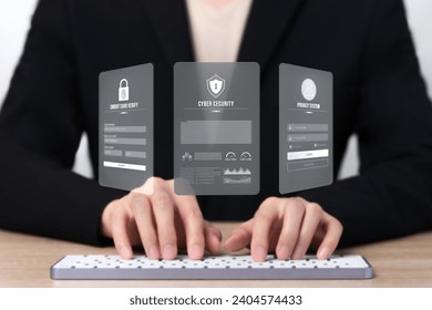 Using the keyboard to log in to internet security, social media, and databases, cyber security