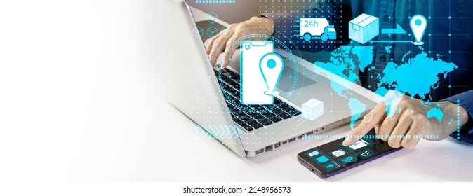 Using Mobile to Check Delivery Status,Online shopping and choosing a delivery system - Shutterstock ID 2148956573