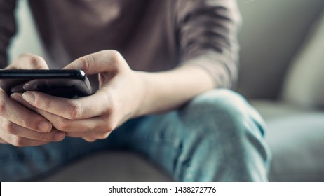 Using mobile phone close up view