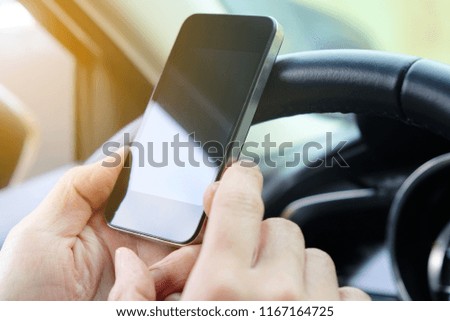 using mobile smart phone while driving the car 