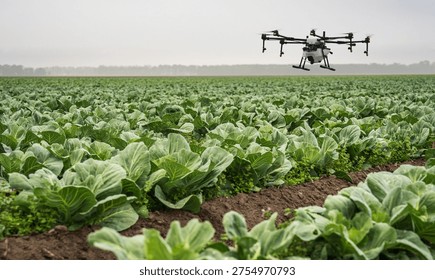 Using modern technology and drones to inspect crops in smart farming.