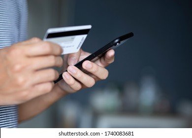 using smartphone and credit card online shopping
