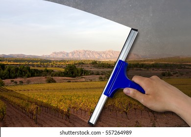 Using A Squeegee To Clear The Wine-growing District