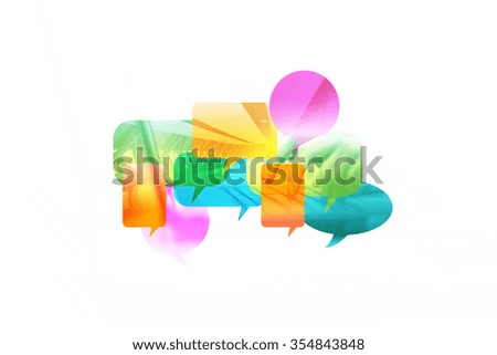 Using your computer to talk. Fingers on the keyboard in double exposure with clouds symbol of the conversation.
