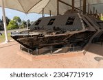 U.S.S. Cairo River Ironclad on display at Vicksburg National Military Park. USS Cairo, American ironclad warship built for U.S. Civil War, was sunk by a mine. Discovered, lifted and preserved. 