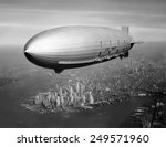 USS Macon, sister ship of USS Akron, over New York Harbor, ca. 1933. USS Macon, participated in Naval operations until crashing in a storm off Point Sur, California, on Feb. 12, 1935.