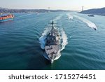 Uss navy destroyer transits Istanbul Strait, Turkey
