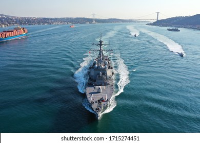 Uss Navy Destroyer Transits Istanbul Strait, Turkey