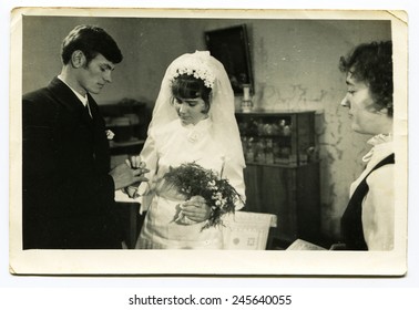 USSR- 1970s: A Vintage Photo Shows Wedding