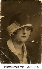 USSR - CIRCA 1930s: Woman In A Hat, USSR, 1930s