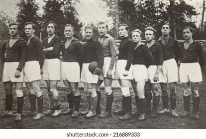 USSR - CIRCA 1937: Vintage Photo Shows Soccer Team, 1937