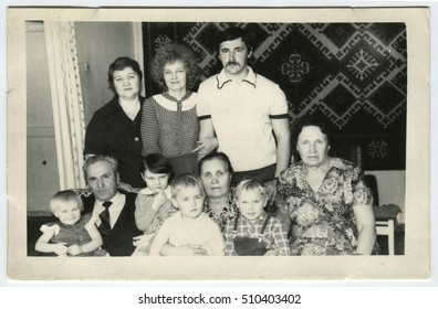 USSR - CIRCA 1950: An Antique Photo Shows Family Portrait