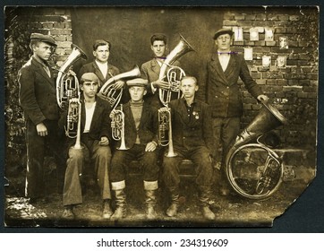 USSR - CIRCA 1950s: An Antique Photo Shows Brass Band, Circa 1950s