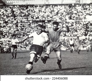 USSR - CIRCA 1951: Vintage Photo Shows Soccer Team, 1951