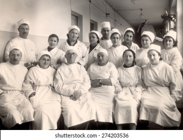 USSR - CIRCA 1958: Vintage Photo Shows Ophtalmology Hospital Personnel Group.