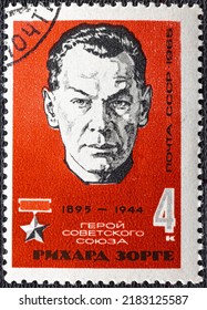 USSR - CIRCA 1965: A Stamp Printed In USSR Shows Portrait Of Richard Sorge 1895-1944 , Soviet Spy And Hero Of The Soviet Union.